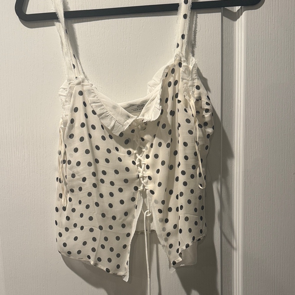 Zara Polka Dot Lace-Up Camisole